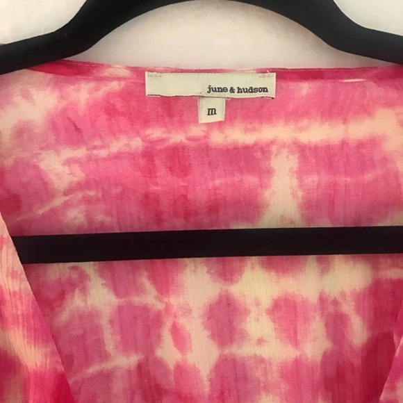 June & Hudson Pink Tie Dye Wrap Maxi Dress Size M - Picture 3 of 7